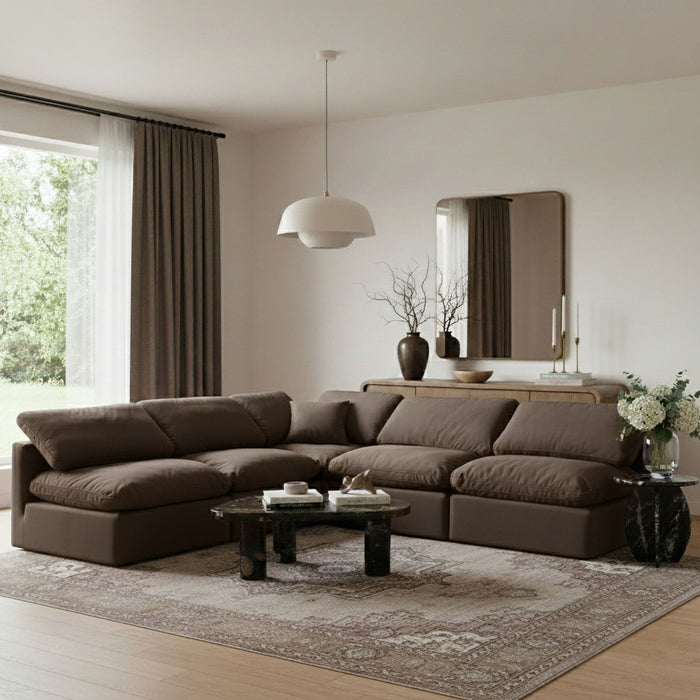 Indulge - Velvet 5 Piece Modular Corner Armless Sectional - Simple Home Plus