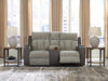 WhipLash - Sisal - Power Reclining Loveseat With Console / Adj Headrest - Simple Home Plus