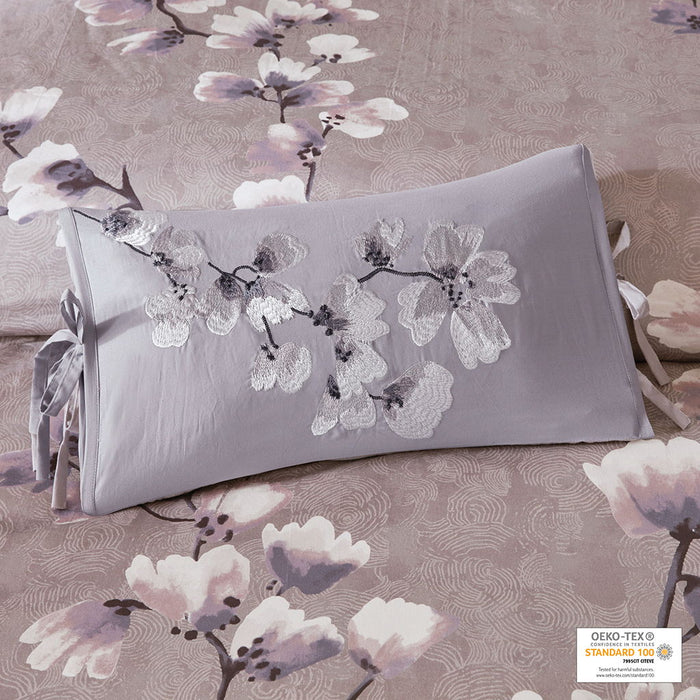 Sakura Blossom - Embroidered Oblong Decorative Pillow - Lilac - Simple Home Plus