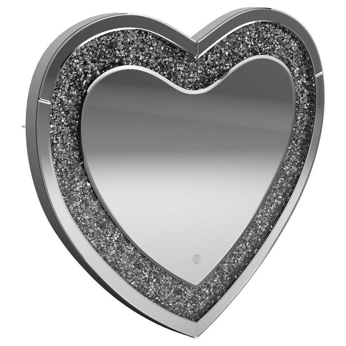 Aiko - Heart Shaped LED Light Wall Mirror - Silver - Simple Home Plus