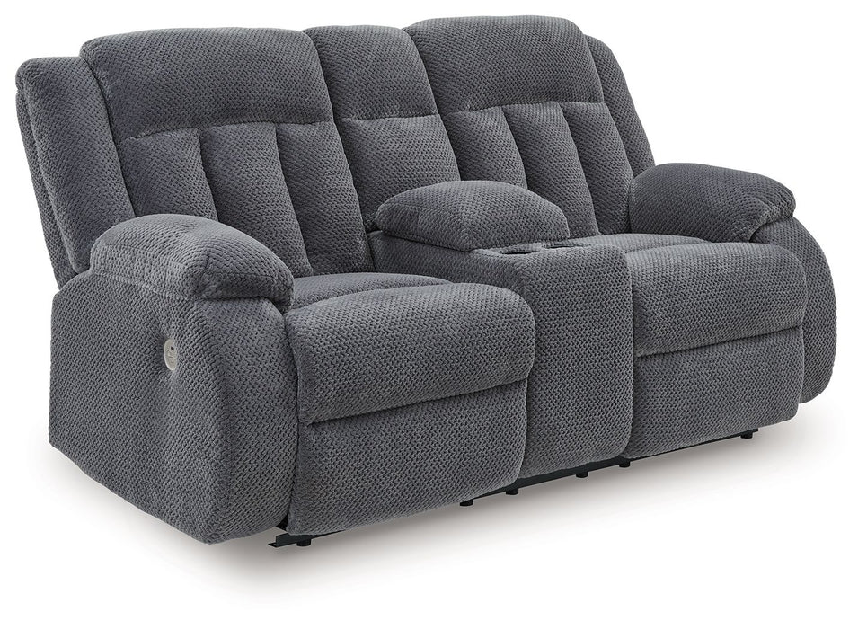 Observation - Steel - Double Reclining Power Loveseat With Console - Simple Home Plus