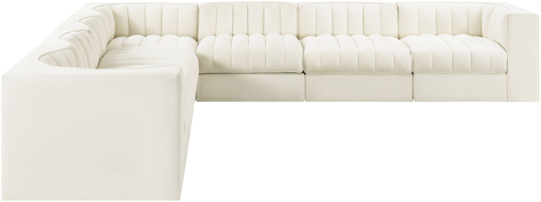Rummi - Symmetrical Velvet Performance Fabric Upholstered 7 Piece Modular Sectional (With 3 Corner Chairs) - Simple Home Plus