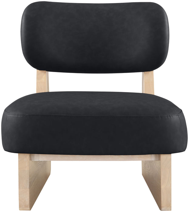 Vetra - Vegan Leather Upholstered Accent Chair With Natural Base - Simple Home Plus