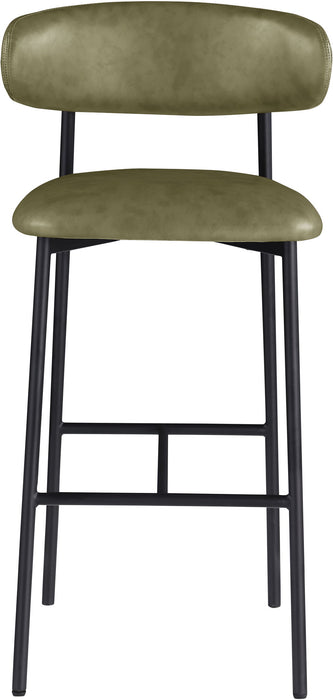 Lupita - Vegan Leather Upholstered Bar Stool With Matte Black Frame (Set of 2) - Simple Home Plus