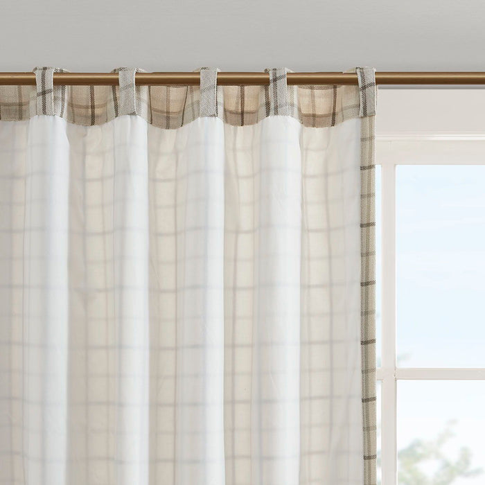 Anaheim - 50x108" Plaid Rod Pocket And Back Tab Curtain Panel With Fleece Lining - Natural - Simple Home Plus