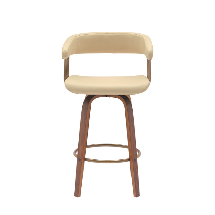 Topanga - Swivel Walnut Wood Stool - Simple Home Plus