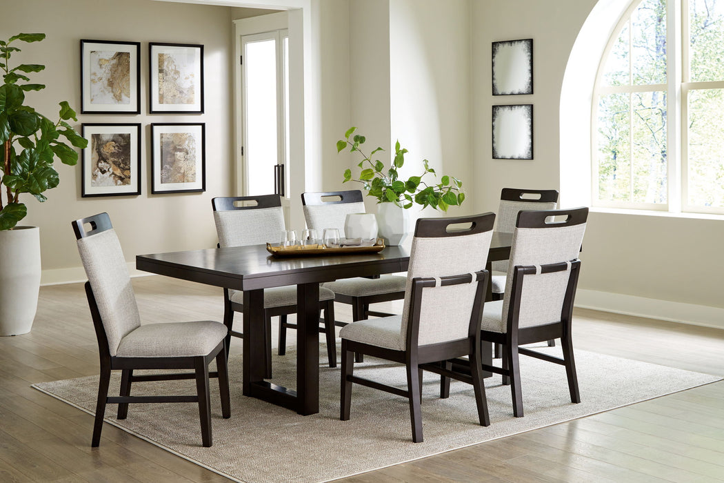 Neymorton - 7 Pc. - Rectangular Extension Table, 6 Side Chairs - Dark Grayish Brown - Simple Home Plus
