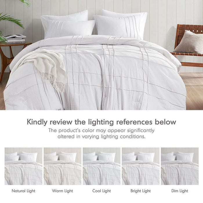 Porter - King Soft Washed Pleated Comforter Set - White - Simple Home Plus