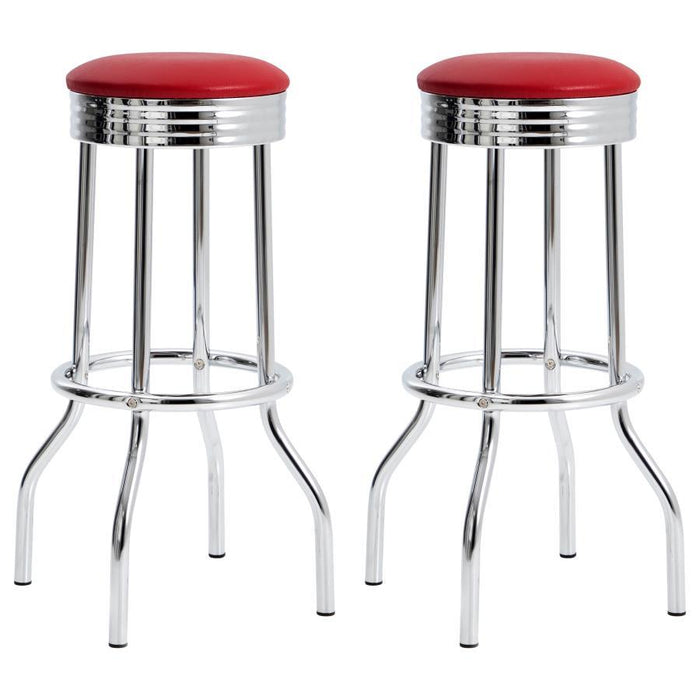 Retro - Upholstered Metal Swivel Bar Stool (Set of 2) - Simple Home Plus