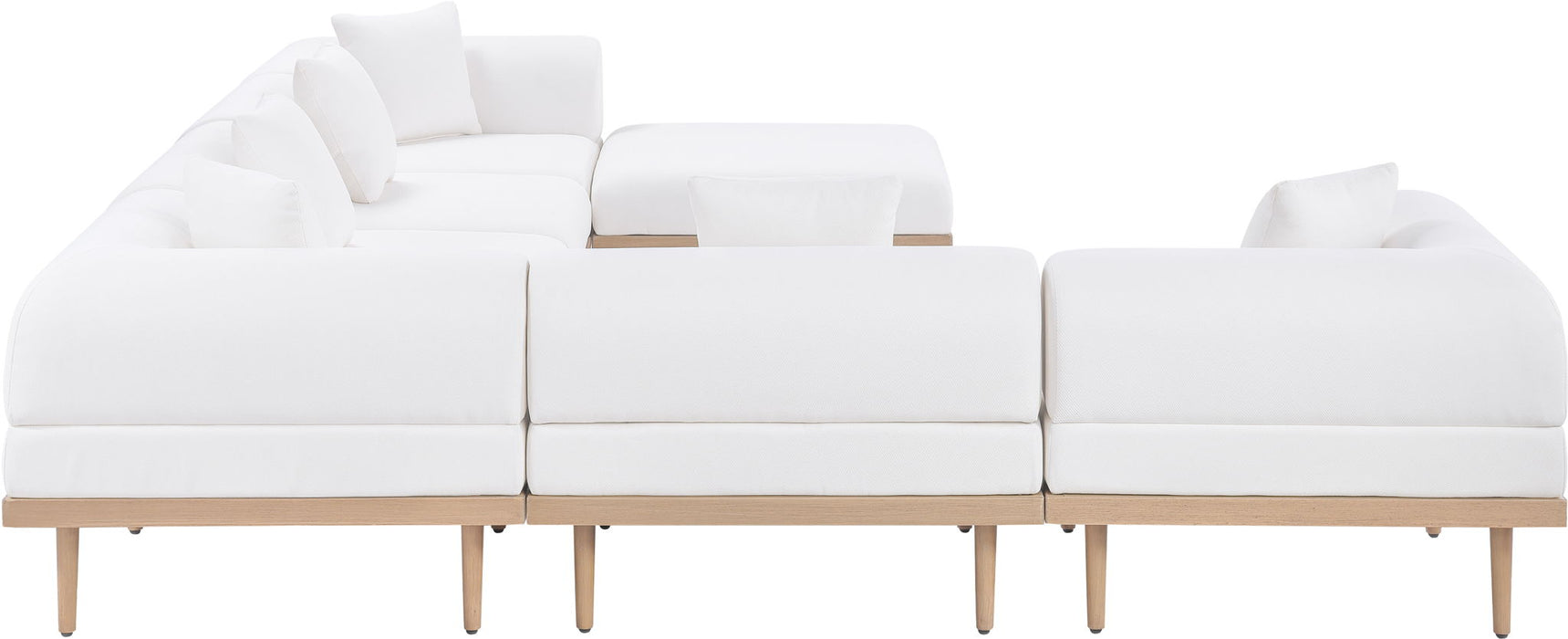 Laguna - 7 Piece Resilient Water Resistant Fabric 142" Upholstered Outdoor Patio Modular Sectional - Simple Home Plus