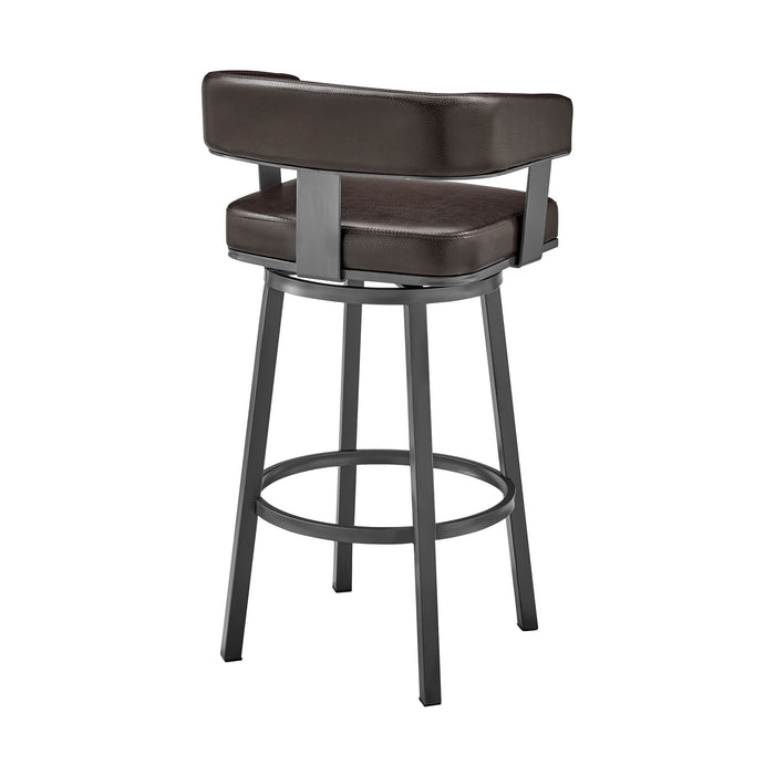 Lorin - 26" Counter Height Swivel Bar Stool - Java - Brown Finish And Faux Leather - Simple Home Plus
