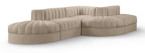Rummi - Rounded Velvet Performance Fabric Upholstered 5 Piece Modular Sectional - Simple Home Plus