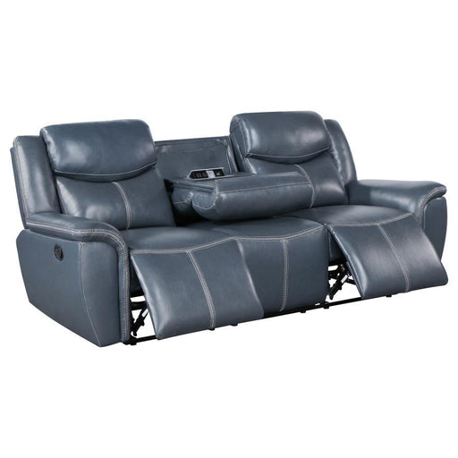 Sloane - Upholstered Padded Arm Reclining Sofa - Blue - Simple Home Plus