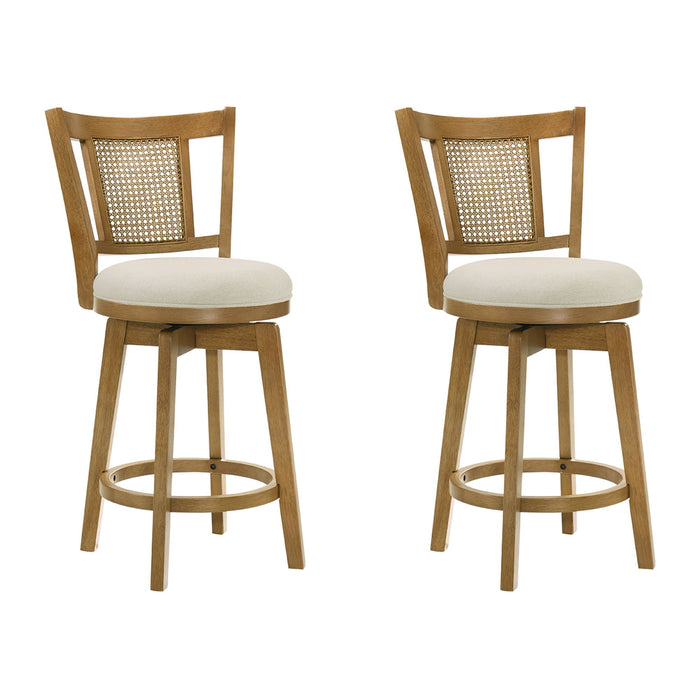 Isla - 26" Amber Glow Counter Height Rubberwood Swivel Barstool - Simple Home Plus