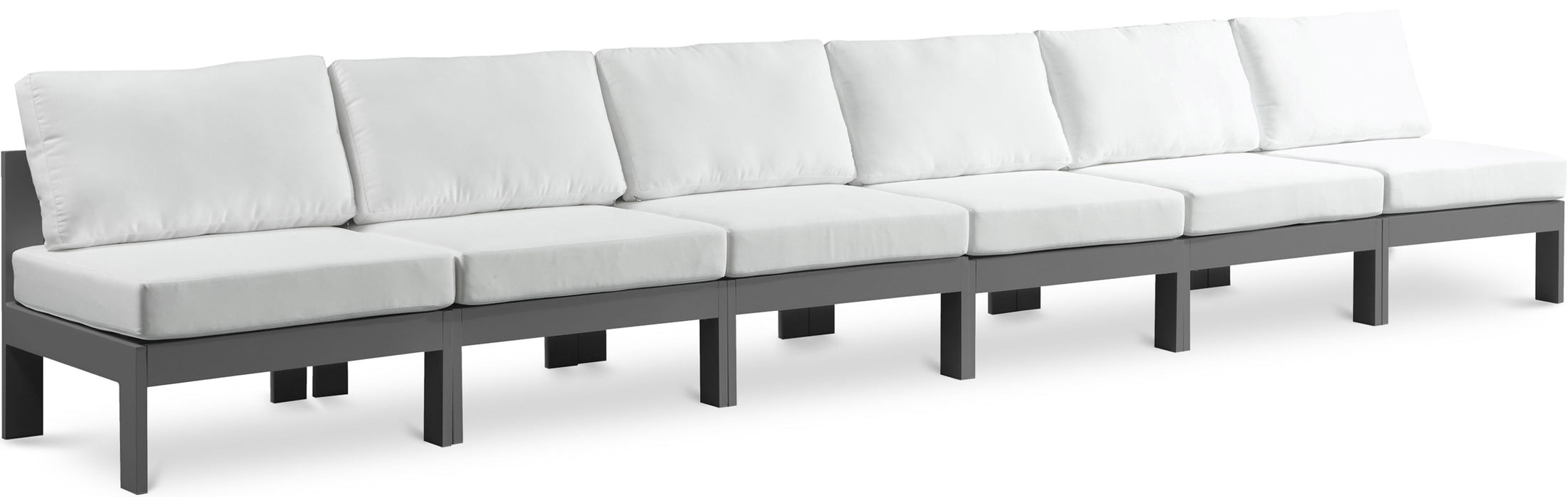 Nizuc - Outdoor Patio 6 Seat Armless Modular Sofa With Gray Frame - Simple Home Plus