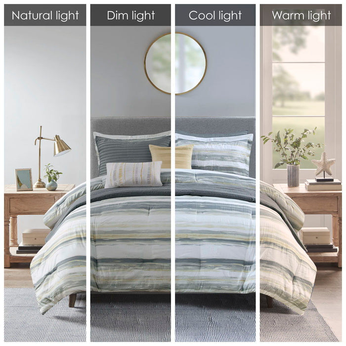 Marina - King 8 Piece Printed Comforter And Coverlet Set Collection - Sand - Simple Home Plus