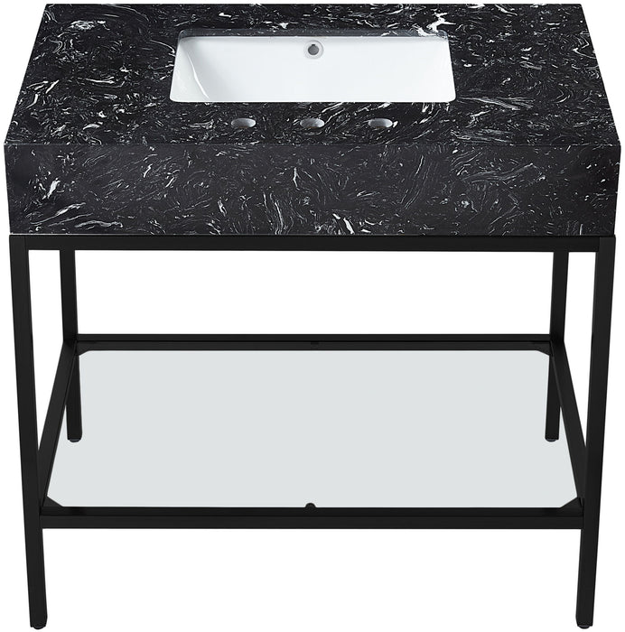 Marmo - Engineered Marble Bathroom Vanity With Black Base - Simple Home Plus