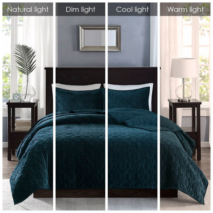 Harper - King Reversible 3 Piece Coverlet Set - Teal - Simple Home Plus