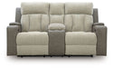 WhipLash - Sisal - Power Reclining Loveseat With Console / Adj Headrest - Simple Home Plus