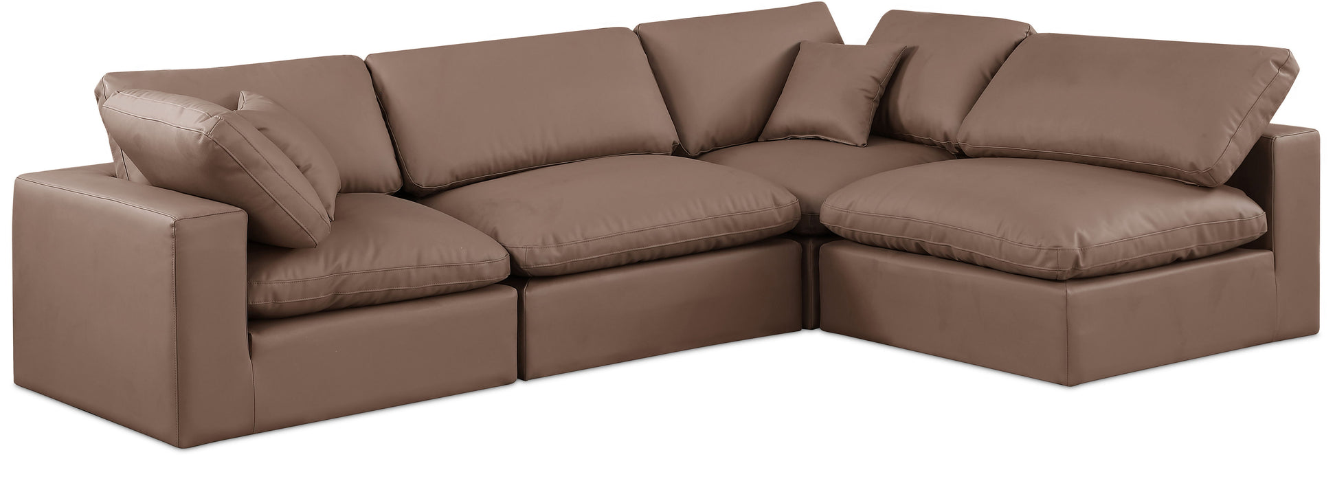 Comfy - 4 Piece Faux Leather Modular Armless Sectional - Simple Home Plus