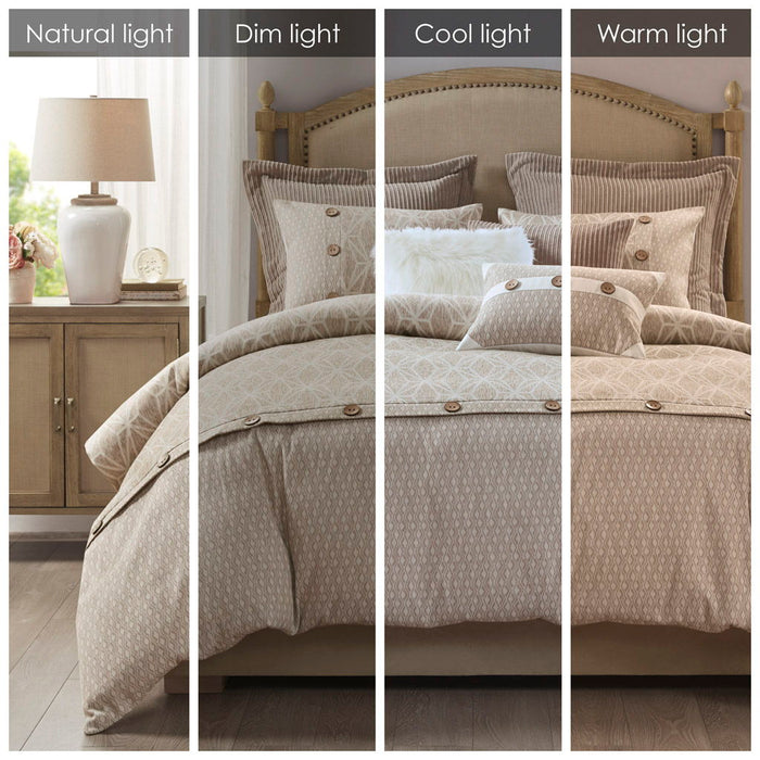 Grace - 8 Piece Geometric Comforter Set - Taupe - Simple Home Plus