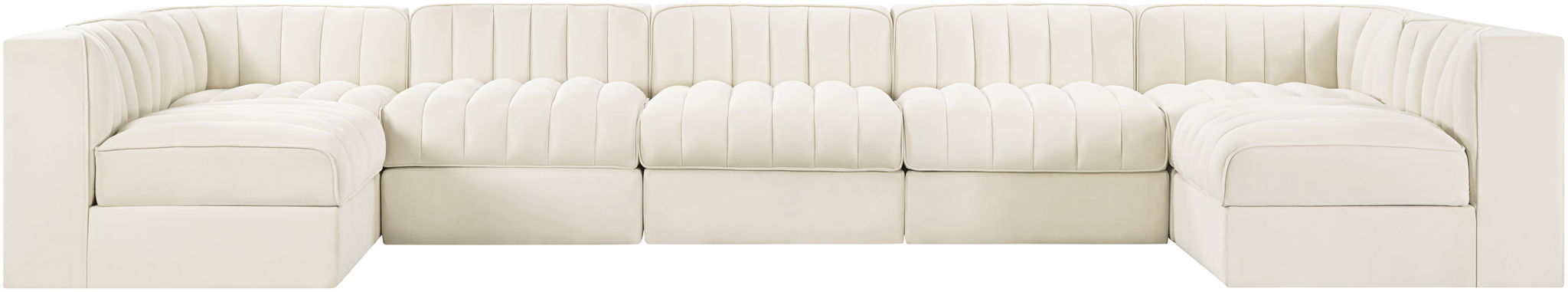 Rummi - Velvet Performance Fabric Upholstered 7 Piece Modular Sectional (With 2 Corner Chairs) - Simple Home Plus