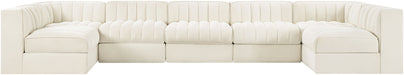 Rummi - Velvet Performance Fabric Upholstered 7 Piece Modular Sectional (With 2 Corner Chairs) - Simple Home Plus