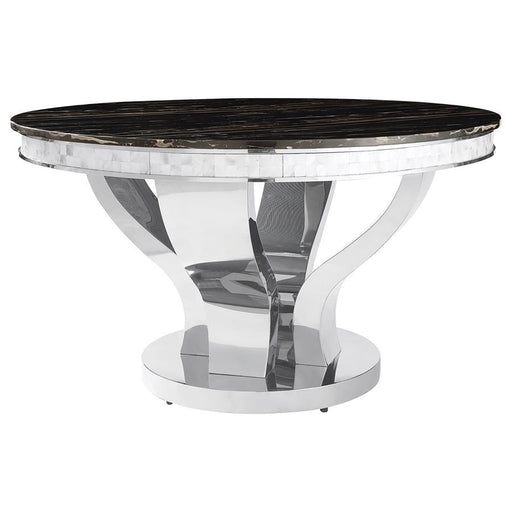 Anchorage - Round Glass Top Dining Table - Chrome - Simple Home Plus