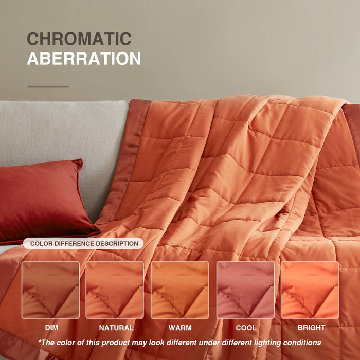 Windom - King Lightweight Down Alternative Blanket With Satin Trim - Orange - Simple Home Plus