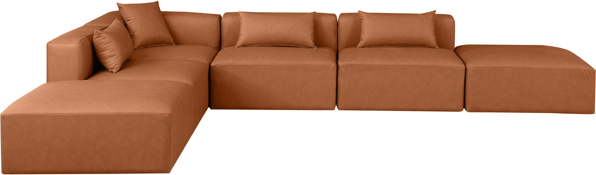 Cube - 6 Piece Modular Corner Armless Sectional - Cognac - Simple Home Plus
