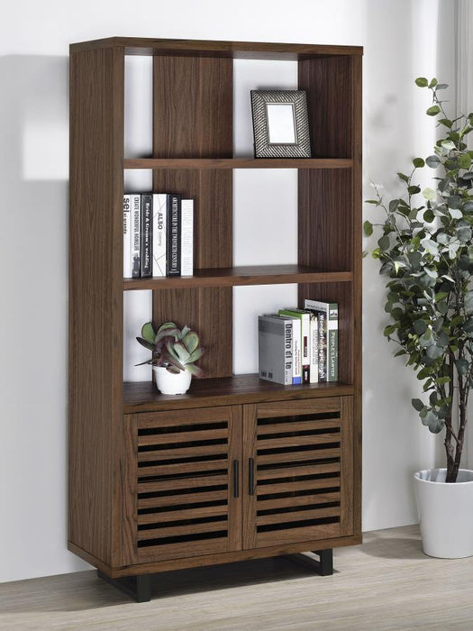 Maddox - 3-Shelf Cabinet Bookcase - Walnut - Simple Home Plus