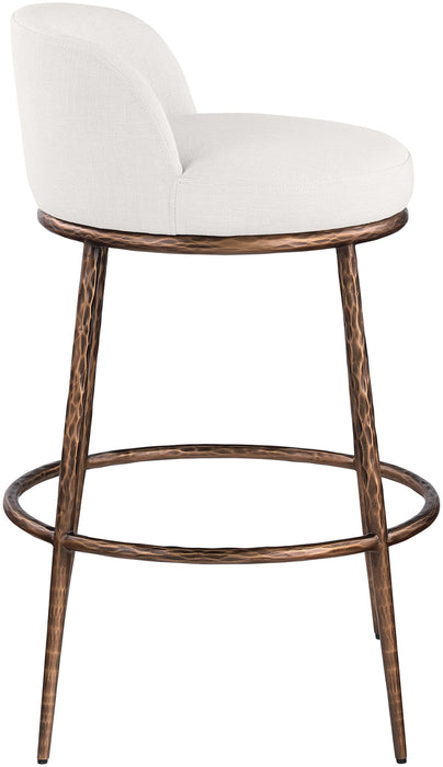 Ferro - Performance Fabric Upholstered Bar Stool - Cream / Antique Bronze - Simple Home Plus