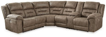 Ravenel - 3-Piece Power Reclining Sectional With Raf Power Reclining Loveseat With Console - Faux Leather - Fossil - Simple Home Plus