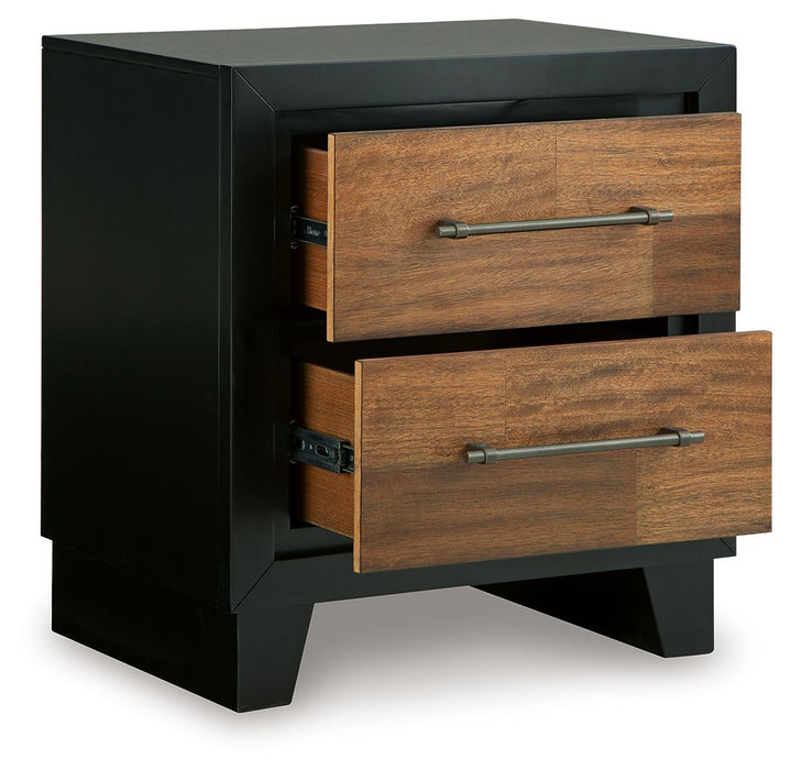 Kraeburn - Brown / Black - Two Drawer Night Stand - Simple Home Plus