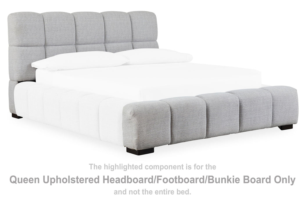 Grendusk - Queen Upholstered Headboard / Footboard / Bunkie Board - Light Gray - Simple Home Plus