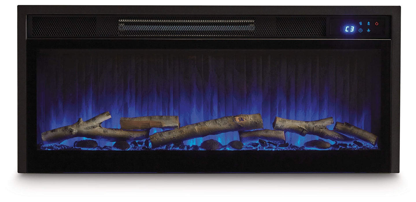 Entertainment Accessories - Black - Fireplace Insert With Faux Birch Log Set - Simple Home Plus