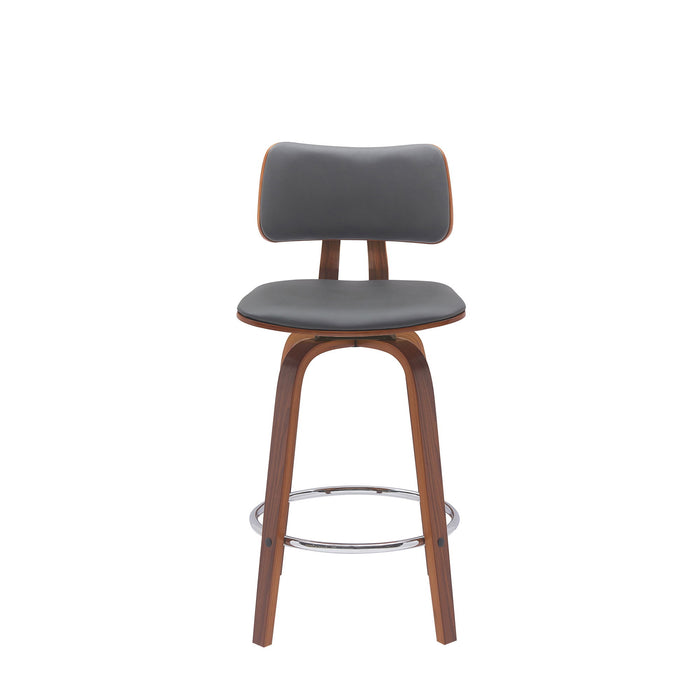 Pico - Swivel Walnut Wood Faux Leather Stool - Simple Home Plus