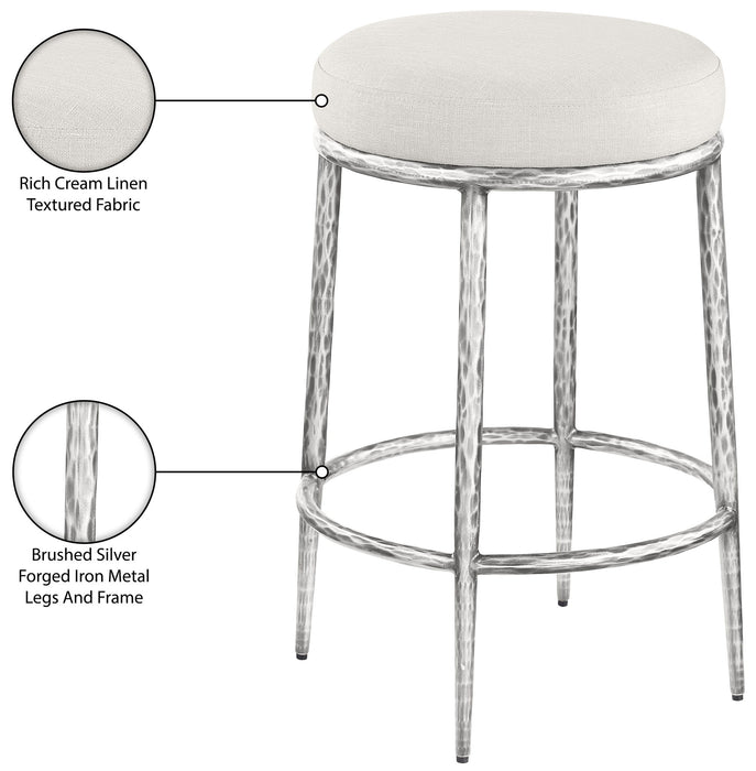 Ferro - Upholstered Backless Counter Stool With Brushed Silver Base - Simple Home Plus