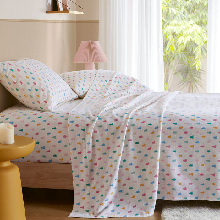 Cozy Soft - Queen 100% Flannel Pigment Printed Sheet Set - Tree Block - Simple Home Plus