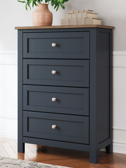Landocken - Brown / Blue - Four Drawer Chest - Simple Home Plus
