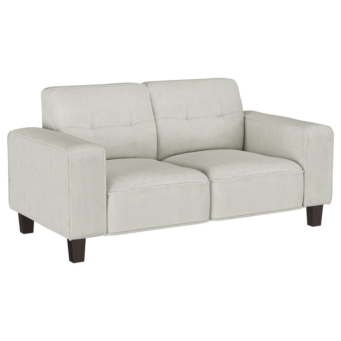 Deerhurst - Upholstered Track Arm Tufted Loveseat - Greige - Simple Home Plus