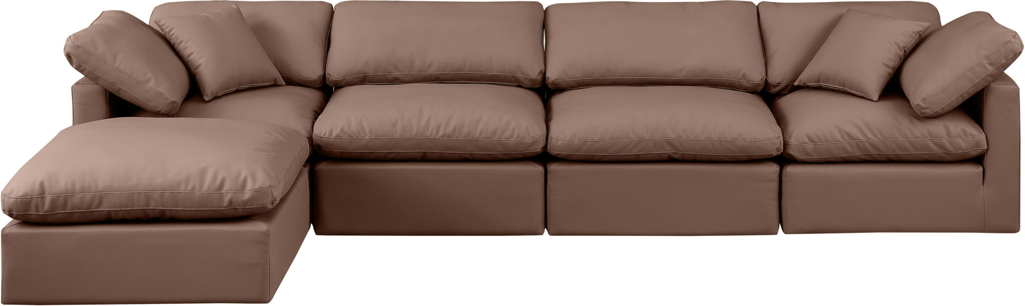 Indulge - Faux Leather 5 Piece Modular Sectional With Chaise - Simple Home Plus