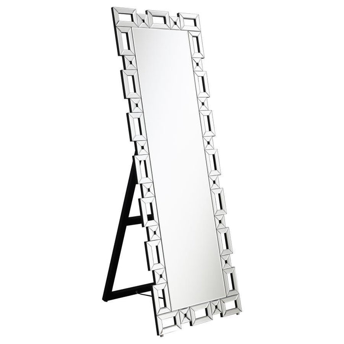 Tavin - Geometric Frame Standing Mirror - Silver - Simple Home Plus