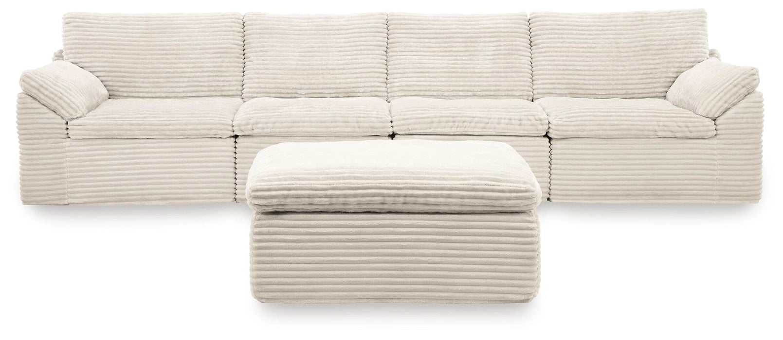 Fannin - 4-Piece Sectional With Ottoman - Ivory - Simple Home Plus