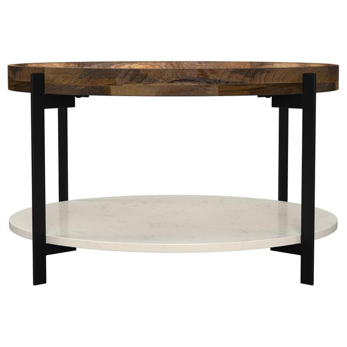 Adhvik - Round Table With Marble Shelf - Simple Home Plus