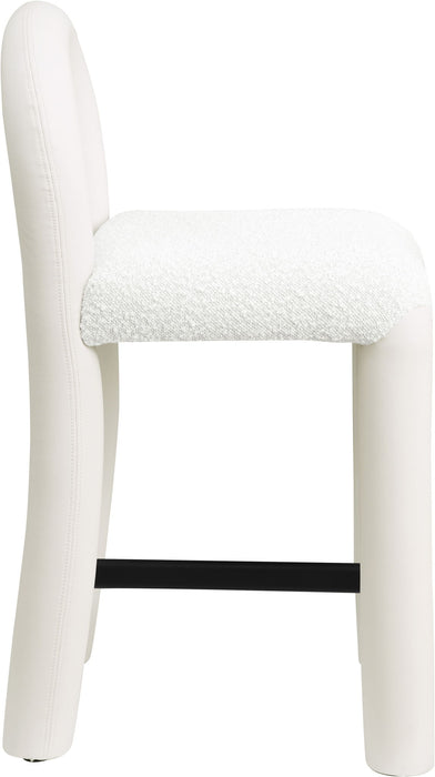 Amari - Vegan Leather and Boucle Fabric Stool - Simple Home Plus