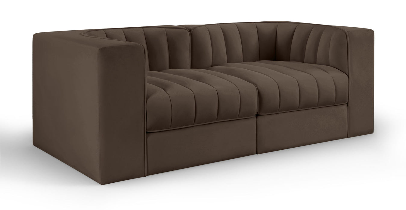 Rummi - Velvet Performance Fabric Upholstered 2 Piece Modular Loveseat - Simple Home Plus
