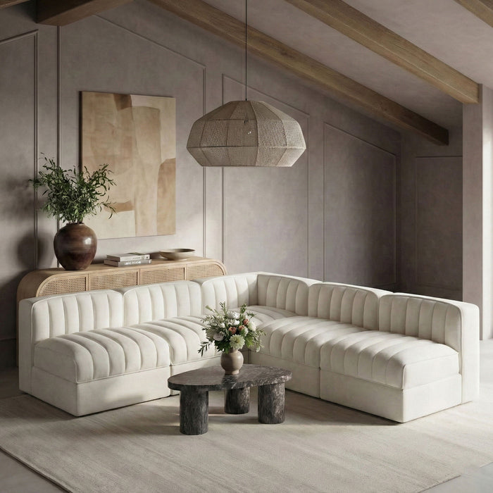 Rummi - Armless Velvet Performance Fabric Upholstered 5 Piece Modular Sectional - Simple Home Plus