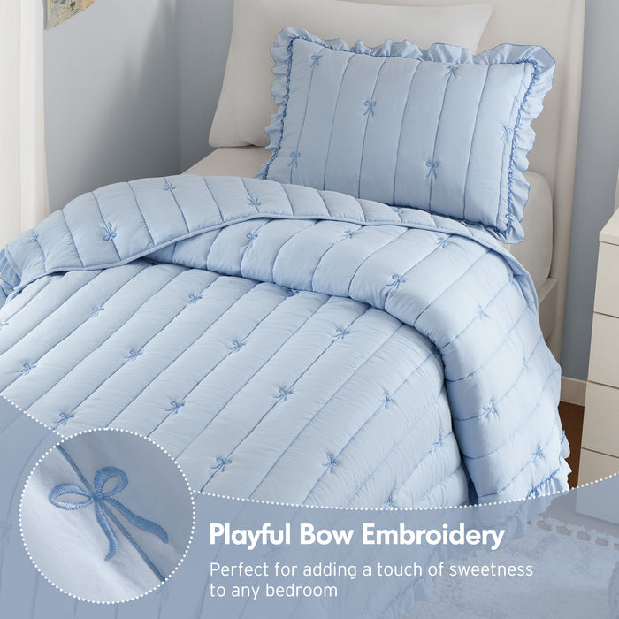 Liv - Twin Quilt Set - Blue - Simple Home Plus