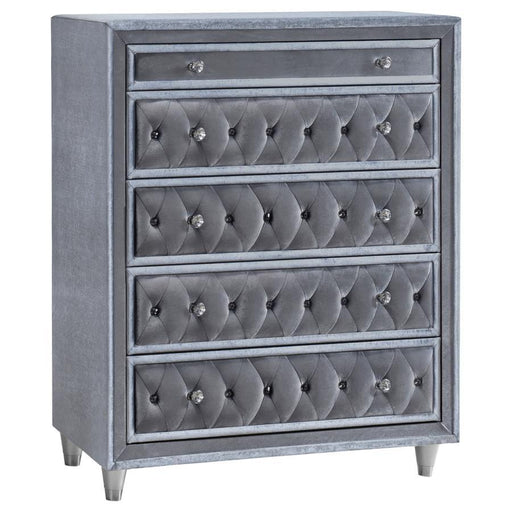 Antonella - 5-Drawer Upholstered Chest - Simple Home Plus